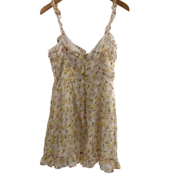 Hansen & Gretel Women’s M Cami Strap Ruffle Chiffon Mini Dress‎ Yellow Floral - Picture 11 of 13